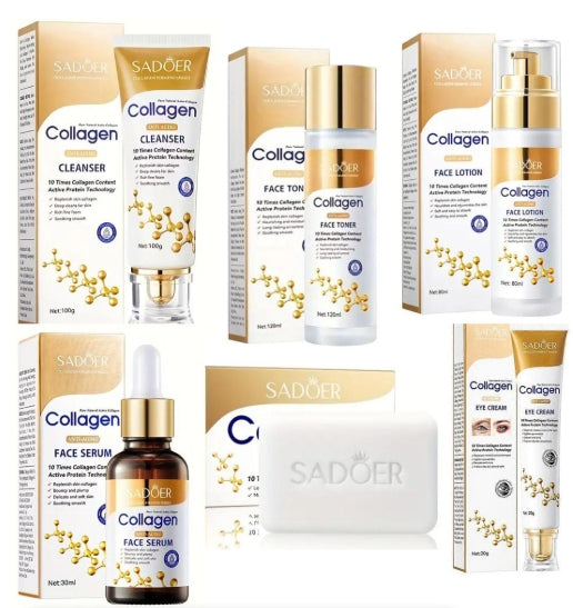 Sadoer Collagen Anti-Aging Skincare Set, Facial Treatment Kit