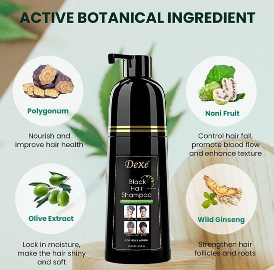 Black Hair Dye Shampoo, Semi-Permanent Hair Color,Instant Hair Dye Black