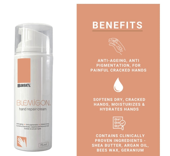 Basix Blemigon Hand Repair Cream 75ml - Dry Cracked Hands, Age & Sun Spots