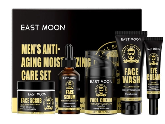 Skin Care Set Mens Anti-Aging Moisturizing Facial Care Cleanser Serum Cream Full Set