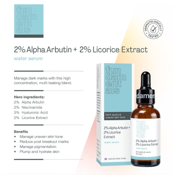 Fundamentals Skincare 2% Alpha Arbutin + 2% Licorice Extract Serum